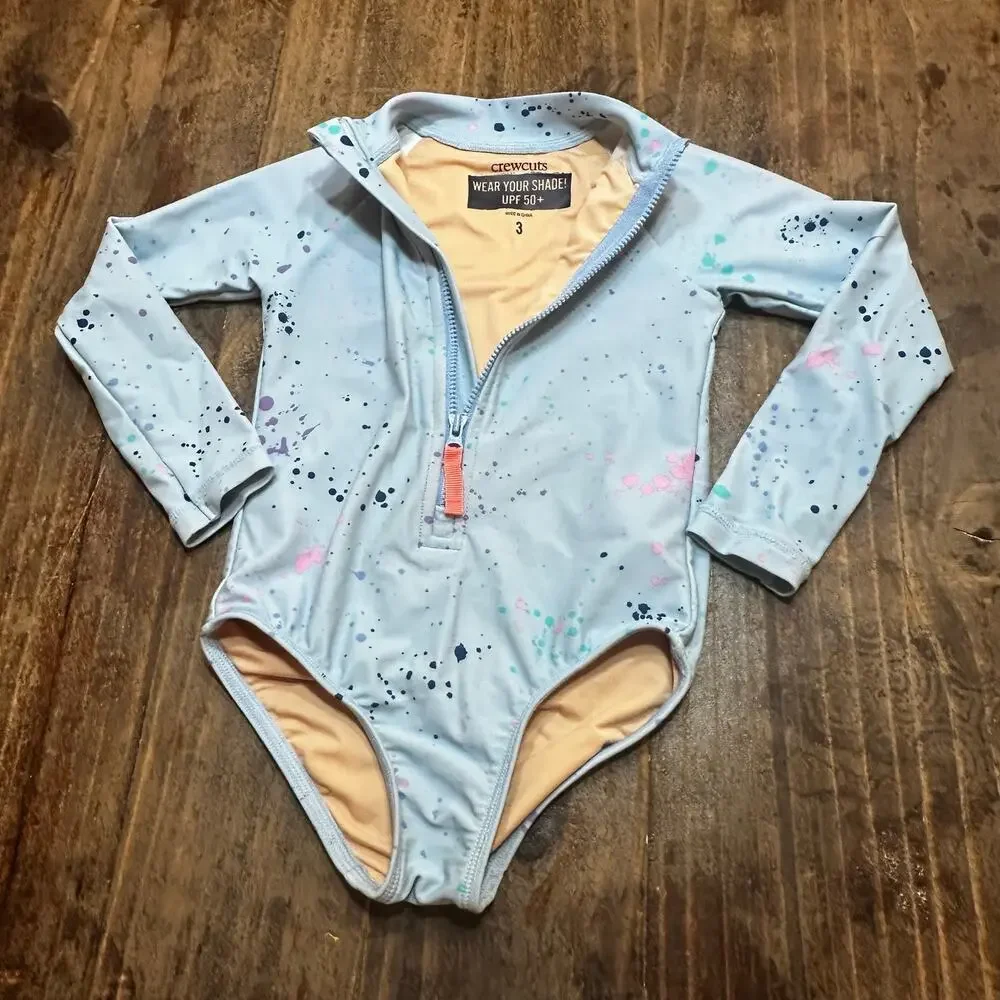 Crewcuts long sleeve rashguard sz 3 Girls UPF Swimsuit